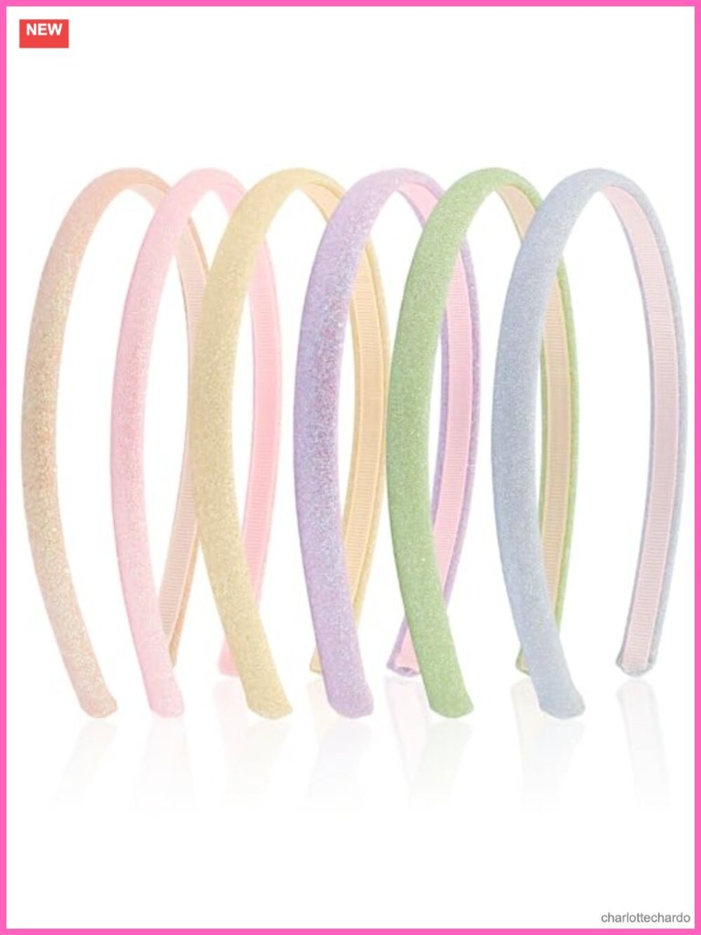 6PC Glitter Thin Headbands with Teeth Sparkle Hair Accessories for Girls